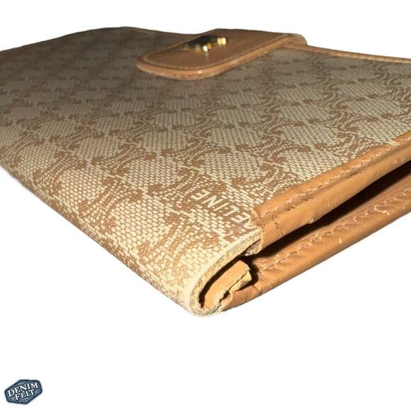 Celine Beige/Tan Macadam Triomphe Canvas/Leather Bifold Long Wallet Vintage - Picture 11 of 13